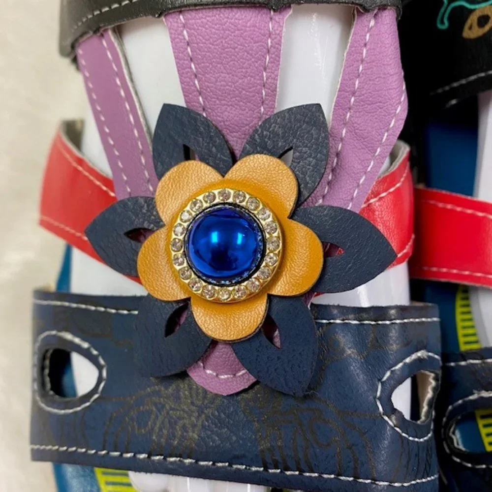 Colorful Hook and Loop‎ Summer Boho Wedge Sandals, size EU 35, US 5